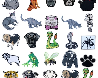 Animal Embroidered Patch Set – Different Animals Iron On / Sew On Applique Badges for Jackets