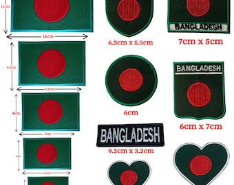 Bangladesh Flag Embroidered Patch: Iron On Sew On Badge for Jackets, Hats, Clothing
