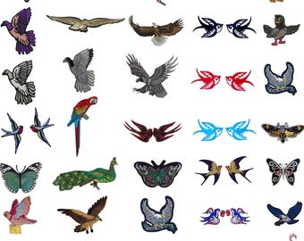Birds Iron On Patch | Embroidered Sew On Applique Bird Badge for Jackets
