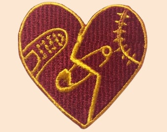 Heart Broken Spooky Love Iron On Patch Embroidered Sew On Applique Clothing Cap Bag Jacket Jeans