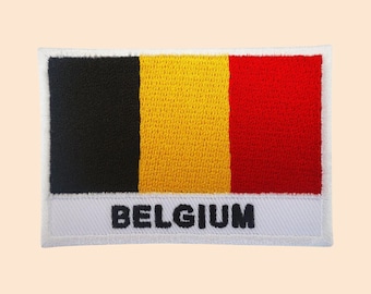 Belgium Flag Patch Iron On / Sew On Badge Football T Shirt Embroidered Applique