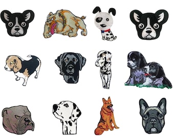 Écusson animal chien - Insigne brodé thermocollant pour vestes, sacs et jeans