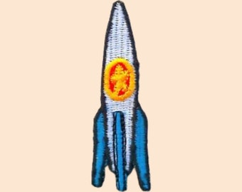 Rocket Iron On Patch Embroidered Sew On Badge Space Rocket T Shirt Jacket Badge