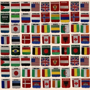 International Country Shield Flag With Name Iron On Patch Embroidered Sew On Applique National Country Flag Badge P-Z