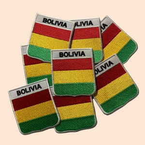 Bolívia Escudo Internacional Nome Bandeira Patch de Ferro Bordado Costurar Aplique