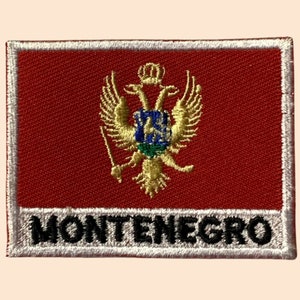 Goldene Flagge mit Namen Patch montenegrinische Aufnäher zum Aufnähen, gesticktes Abzeichen