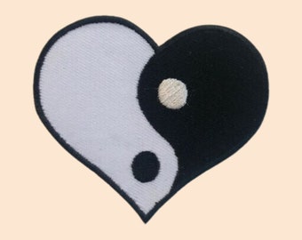 Yin and Yang Love Heart Patch Iron Sew On Embroidered Badge Embroidery Applique