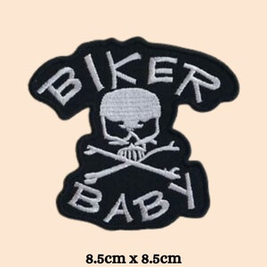 Biker Baby Motorcycle Biker Face Iron On Patch Embroidered Sew On Applique