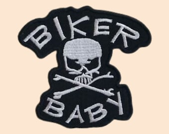 Biker Baby Motorcycle Biker Face Iron On Patch Embroidered Sew On Applique