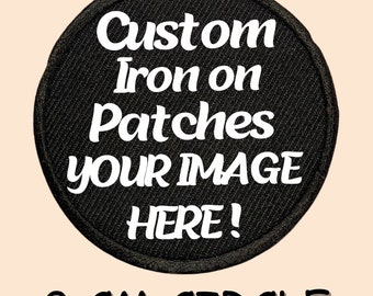Custom Made to Order 8 cm Circle Iron On or Sew On Patches, Personalized Circular Patch Made With Your Design/Image, High Quality Patch
