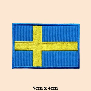thumbnail interactive-video image 1 of Sweden Flag Embroidered Iron-On Patch – Swedish Emblem, Konungariket Sverige, USA Made, Superheroes Gear 1 of 3