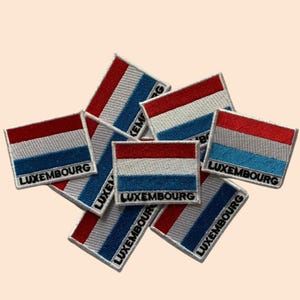 Luxemburg National Country Flagge mit Namen Aufbügler Gestickt Aufnäher Applikation Abzeichen