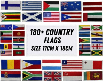 Large National Country Flag Iron On Patch Embroidered Sew On Applique Badge S-Z