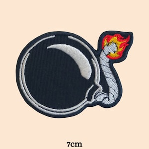 Toppa bomba da stirare/cucire, distintivo ricamato, applicazione con ricamo a forma di parola di fumetto retrò