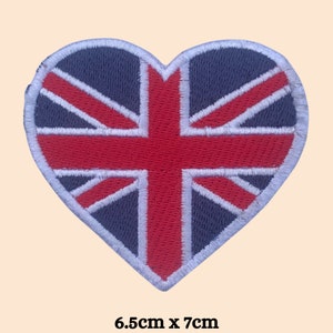 UK Flag Heart Patch Embroidered Iron Sew On Union Jack British Badge Applique