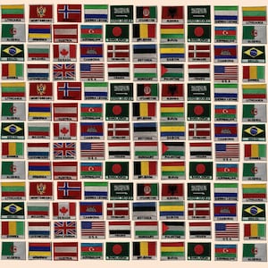 All World National Country Flags With Name Iron Sew on Embroidered Patch Badge A-F