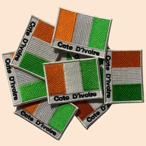Cote d&#39;Ivoire International Country Flagge mit Namen Aufnäher zum Aufbügeln Gestickt Aufnäher Abzeichen