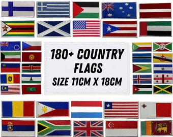 Large National Country Flag Iron On Patch Embroidered Sew On Applique Badge A-G