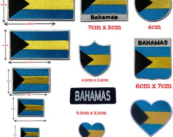 Bahamas Flag Embroidered Patch: Iron On Sew On Badge for Jackets, Hats, Clothing