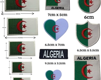 Algeria Flag Embroidered Patch: Iron On Sew On Badge for Jackets, Hats, Clothing