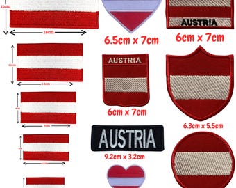 Austria Flag Embroidered Patch: Iron On Sew On Badge for Jackets, Hats, Clothing