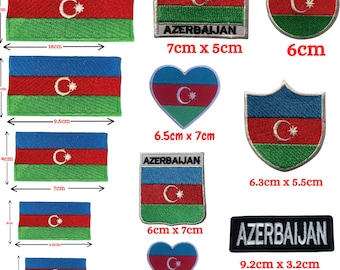 Azerbaijan Flag Embroidered Patch: Iron On Sew On Badge for Jackets, Hats, Clothing
