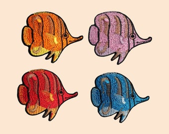 Aufnäher - Fisch - 02102 - Gr. Ca. 2 X 5 Cm - Patches Stick