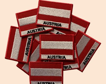 Austria Flag With Name Patch Iron On Badge Sew On Austrian Flag Embroidered Applique