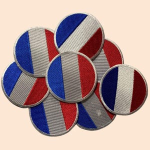 France National Country Flag Iron On Patch Embroidered Sew On Applique Round Flag Badge
