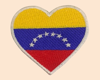 Venezuela Heart Flag Patch Iron Sew On Clothes Embroidered Badge Embroidery Applique