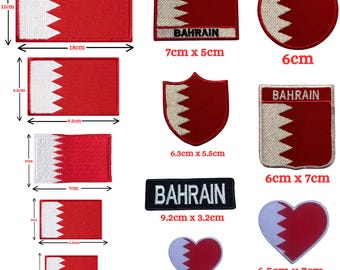 Bahrain Flag Embroidered Patch: Iron On Sew On Badge for Jackets, Hats, Clothing