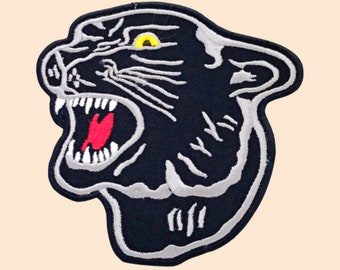 Black Panther Head Patch Iron Sew On T Shirt Bag Jacket Jeans Embroidered Badge