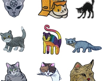 Cat Embroidered Iron/sew On Patch Applique Badge Different Cat Design