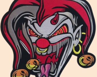 Grand écusson brodé Vampire Jester Joker Laughing Badge à coudre Vêtements Veste Sac T-shirt