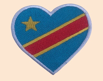 Democratische Republiek Congo Hart Vlag Patch Ijzer Naai Afrika Geborduurde Badge
