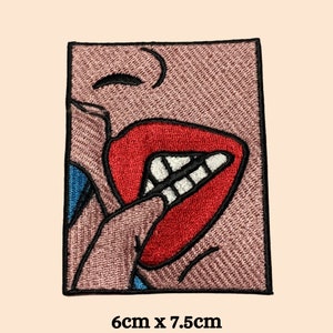 Biting Red Lips Love Feelings Emotion Iron On Patch Embroidered Sew On Applique Clothing Bag Jacket Jeans Cap