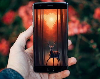 Mobile wallpaper Ratio 9x16, Digital Art, Deer in forest, 5 images for the price of 1