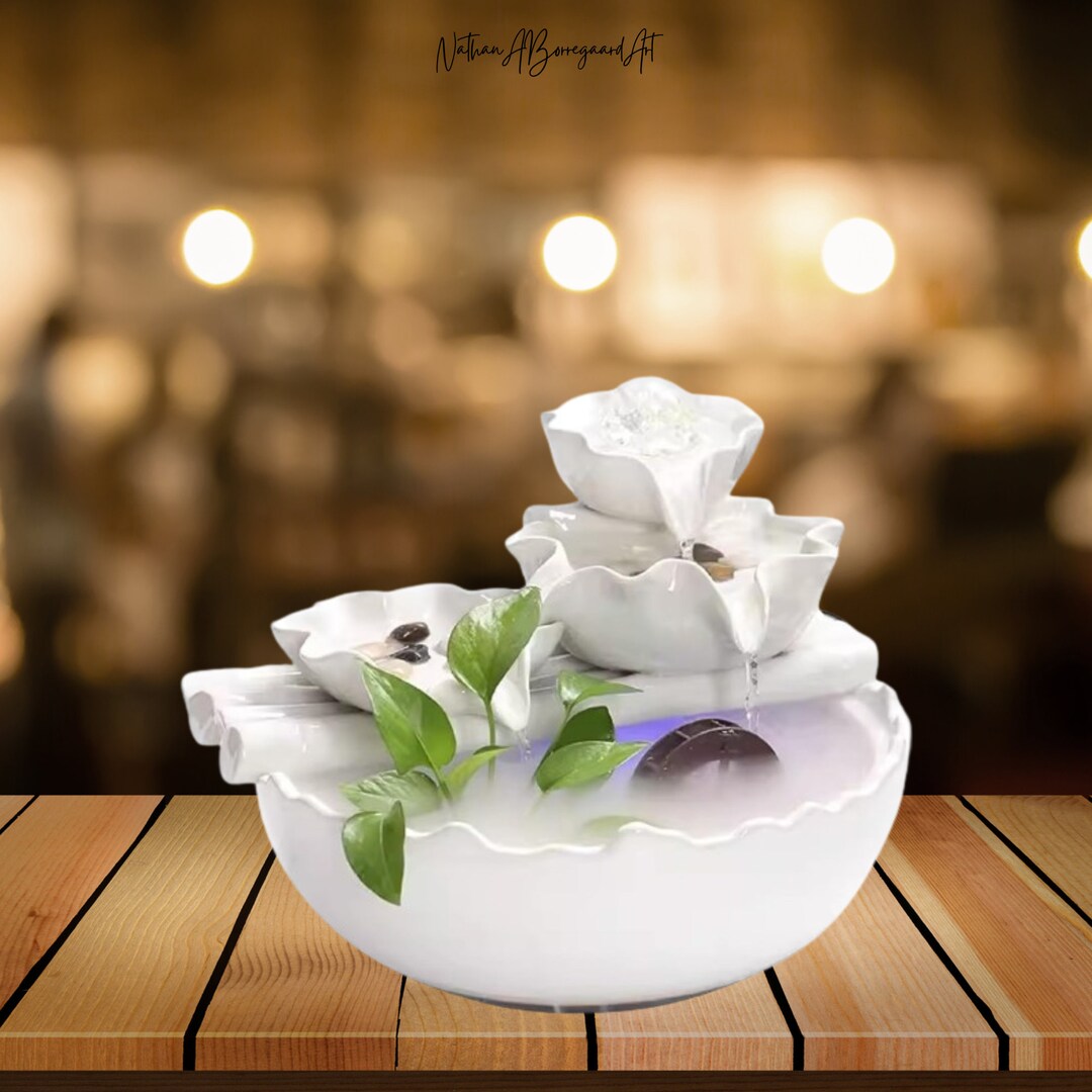 Lucky Lotus Flowing Water Decoration Home Room TV Decoration