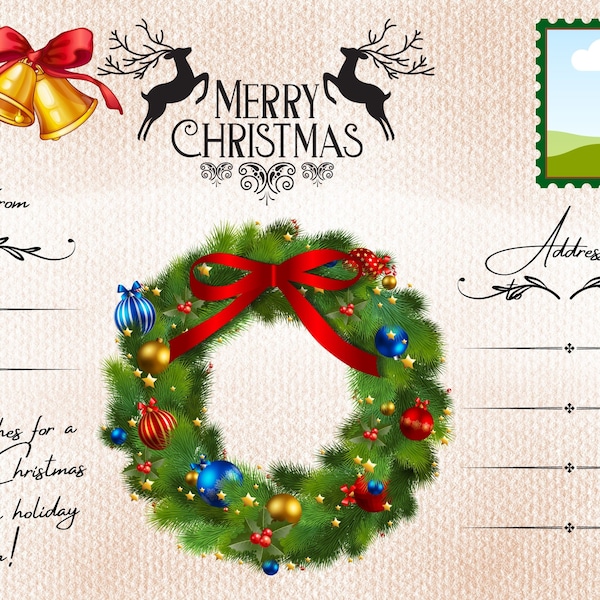 Digital Premium Postcard Merry Christmas Vol.1 Hi-Res 300dpi RGB colors Size 6x4 inch Vol.2