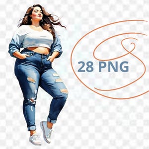 Curvy Women 28 individual PNG printable watercolor clipart Body Positivity Plus Size Women Plus Size Models Curvy Girls Positive pictures