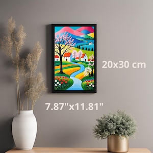 Naive Home Painting Printable Beauty of Naive Art Bold Colors Quirky Village High-Resolution Printable 2:3 Format 19 separate PDF files