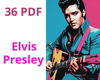 Retratos de Elvis Presley em estilo Pop Art vintage (36 PDFs separados)