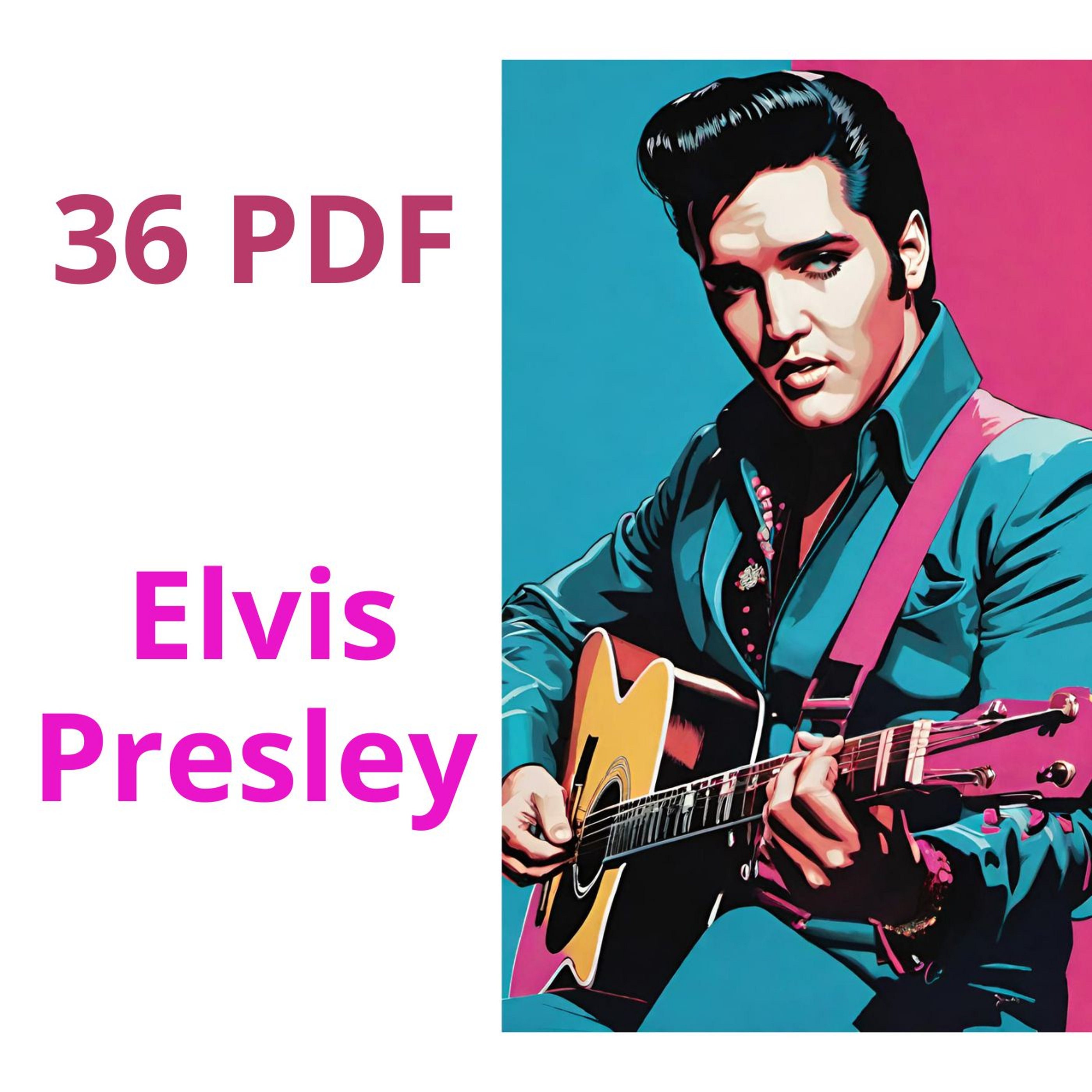 elvis出品 Elvis Presley Pop Art Portraits, Vintage Style (36 Separate Pdfs
