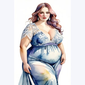 Curvy Women 12 individual PDF printable watercolor clipart Body Positivity Plus Size Women Plus Size Models Curvy Girls Positive pictures