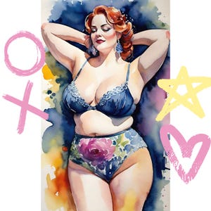 Curvy Women 10 individual PDF printable watercolor clipart Body Positivity Plus Size Women Plus Size Models Curvy Girls Positive pictures