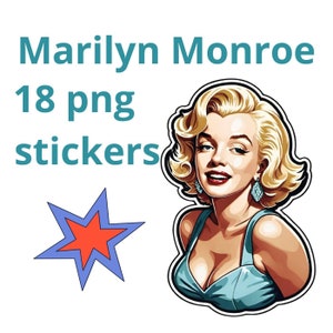 18 vintage Marilyn Monroe-png met transparante achtergrond Hollywood-tekening portretillustratiestickers