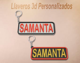 Llaveros personalizados con nombre impreso en 3d con tu nombre en forma de rectángulo