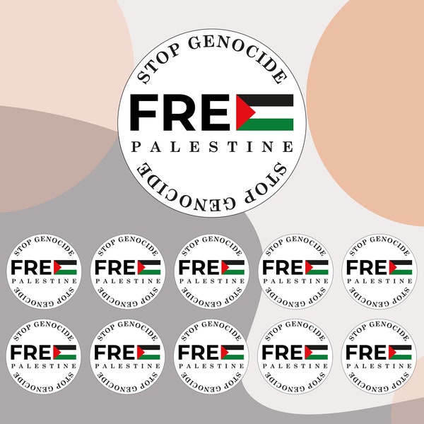 1000 x Free Palestine Stickers - Stop Genocide Aufkleber.