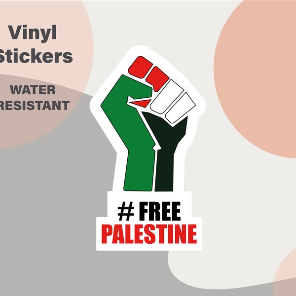 100 x Free Palestine Water Resistant Vinyl Stickers - Free Palestine water resistant stickers.