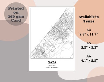 Plan de la ville de Gaza - Carte de la Palestine - Palestine libre - Halte au génocide